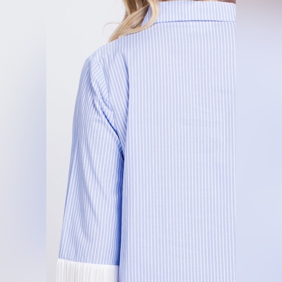 Light blue and white pinstripe button up - Picture 7 of 8